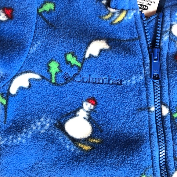 Columbia infant 0-6M winter snow one piece skiing snowman blue romper snow suit - Picture 7 of 8